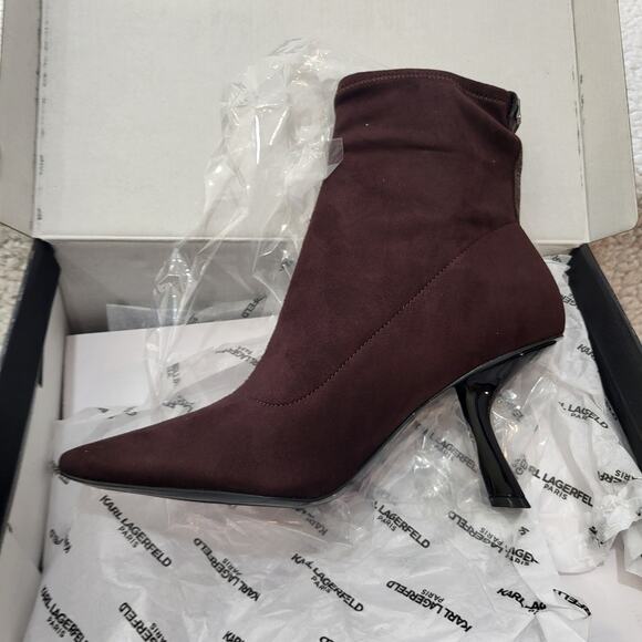 NIB Karl Lagerfeld Paris Kelsa Pointed Toe Heeled Bootie Ankle Boot WMNS  SZ 8.5 - Picture 1 of 6
